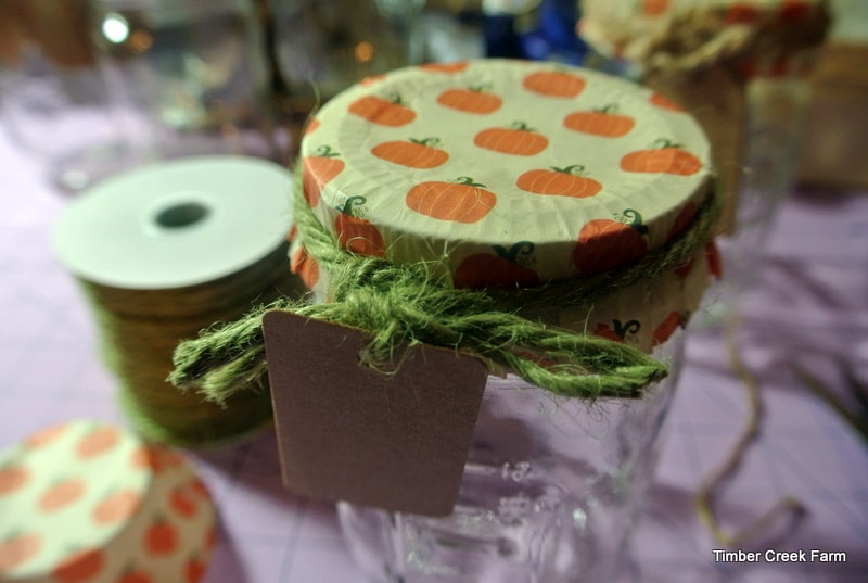 waste free gift wrap ideas - add cut tops to jar gifts from Timber Creek Farmer