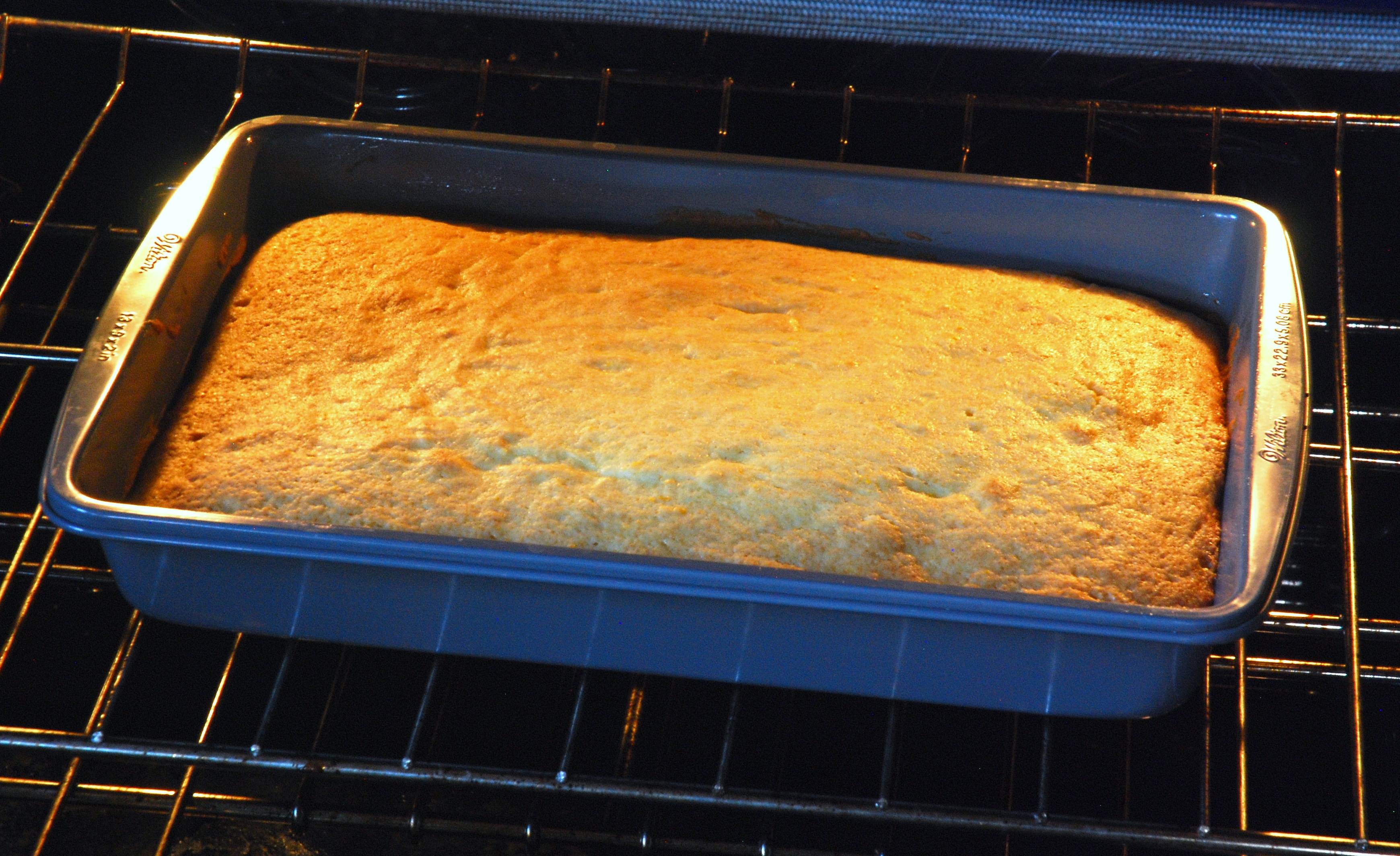 cake in oven
