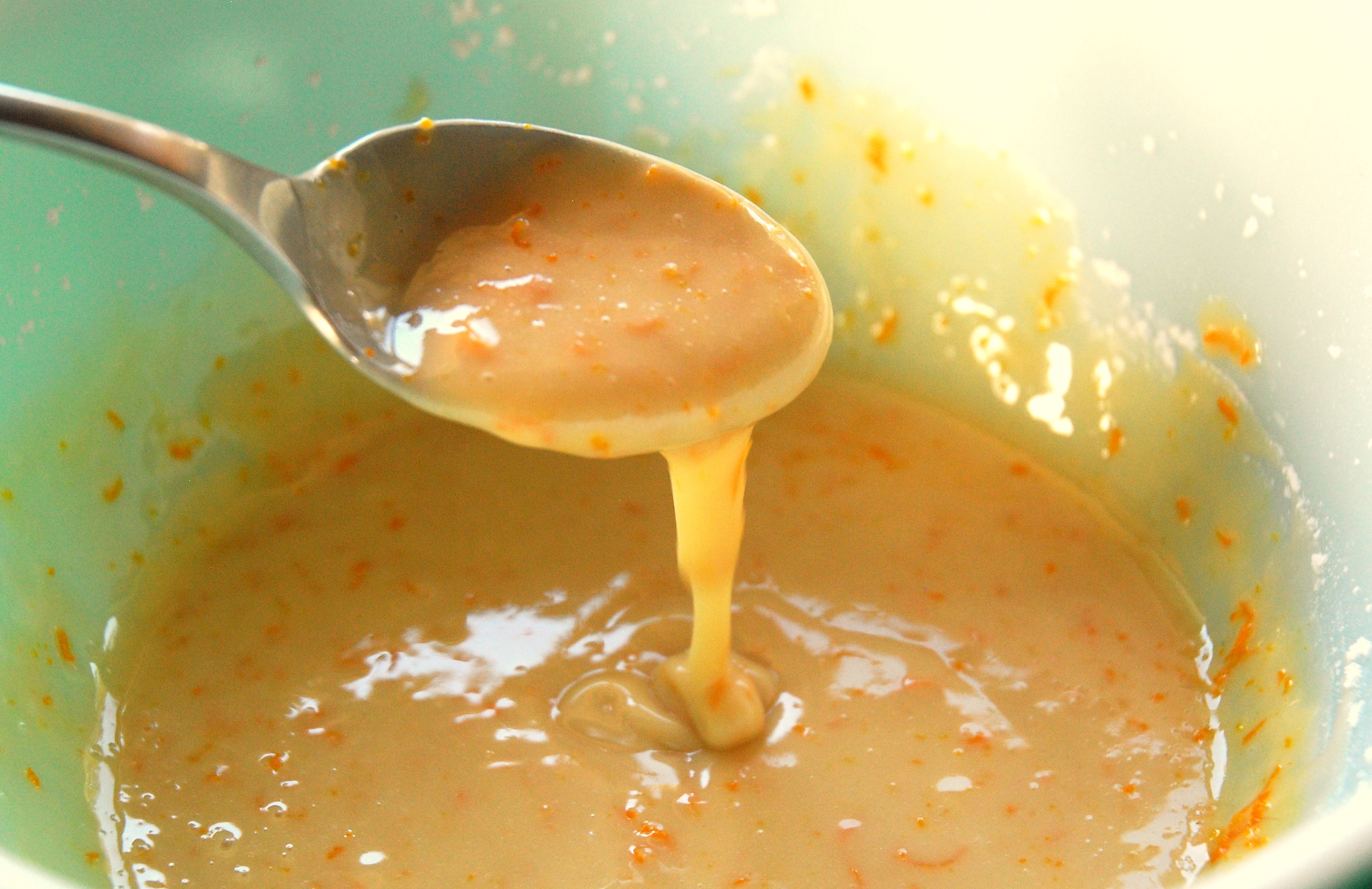mixed batter for orange cake