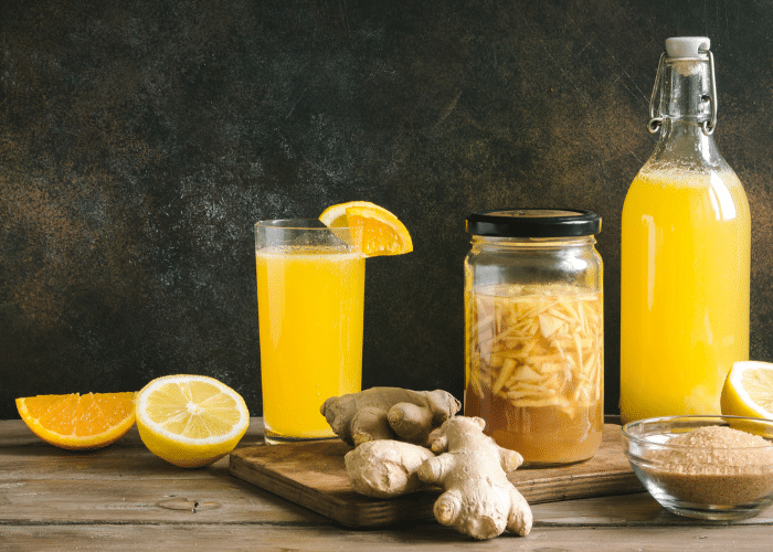 an example of ginger ferments including an in process ginger bug